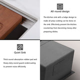 Bolton Stainless Steel Single-Bowl Workstation Farmhouse Sink with Offset Drain - Gunmetal Black