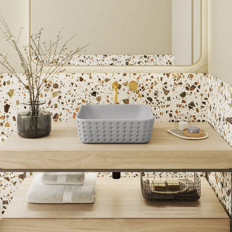 Bornchen Square Cast Concrete Vessel Sink - Dark Grey