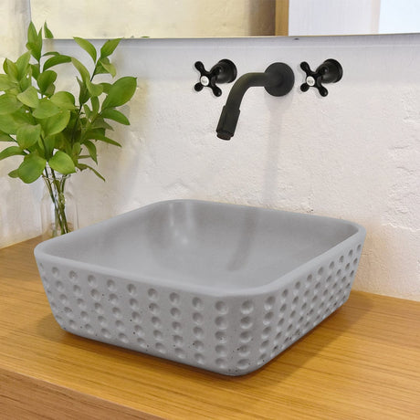 Bornchen Square Cast Concrete Vessel Sink - Dark Grey