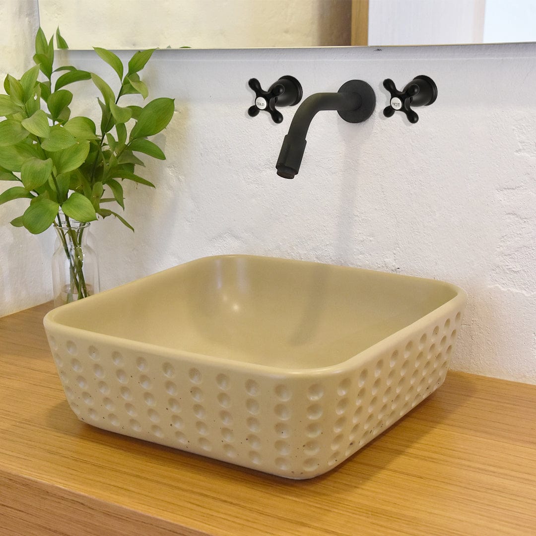 Bornchen Square Cast Concrete Vessel Sink - Desert Brown