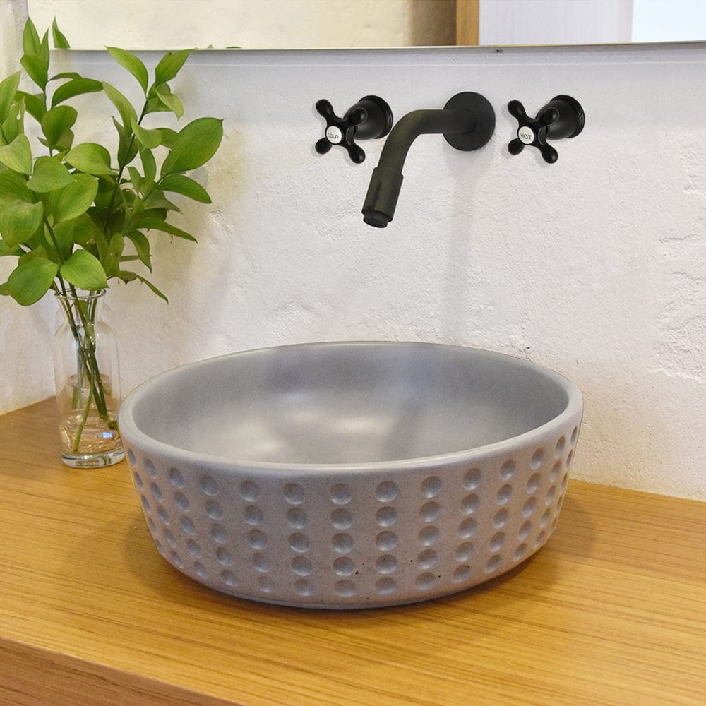 Brandenburg Round Cast Concrete Vessel Sink - Dark Grey