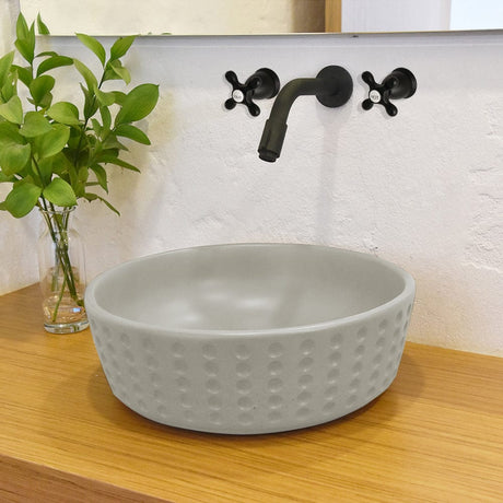 Brandenburg Round Cast Concrete Vessel Sink - Light Grey