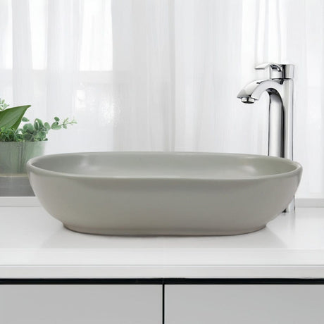 Branford Vitreous China Oval Vessel Sink - Matte Light Green