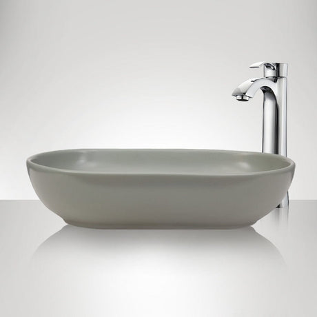 Branford Vitreous China Oval Vessel Sink - Matte Light Green