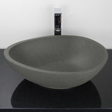 Brant Oval Cast Concrete Vessel Sink - Dark Gray