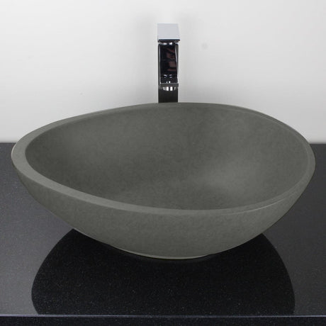 Brant Oval Cast Concrete Vessel Sink - Dark Gray