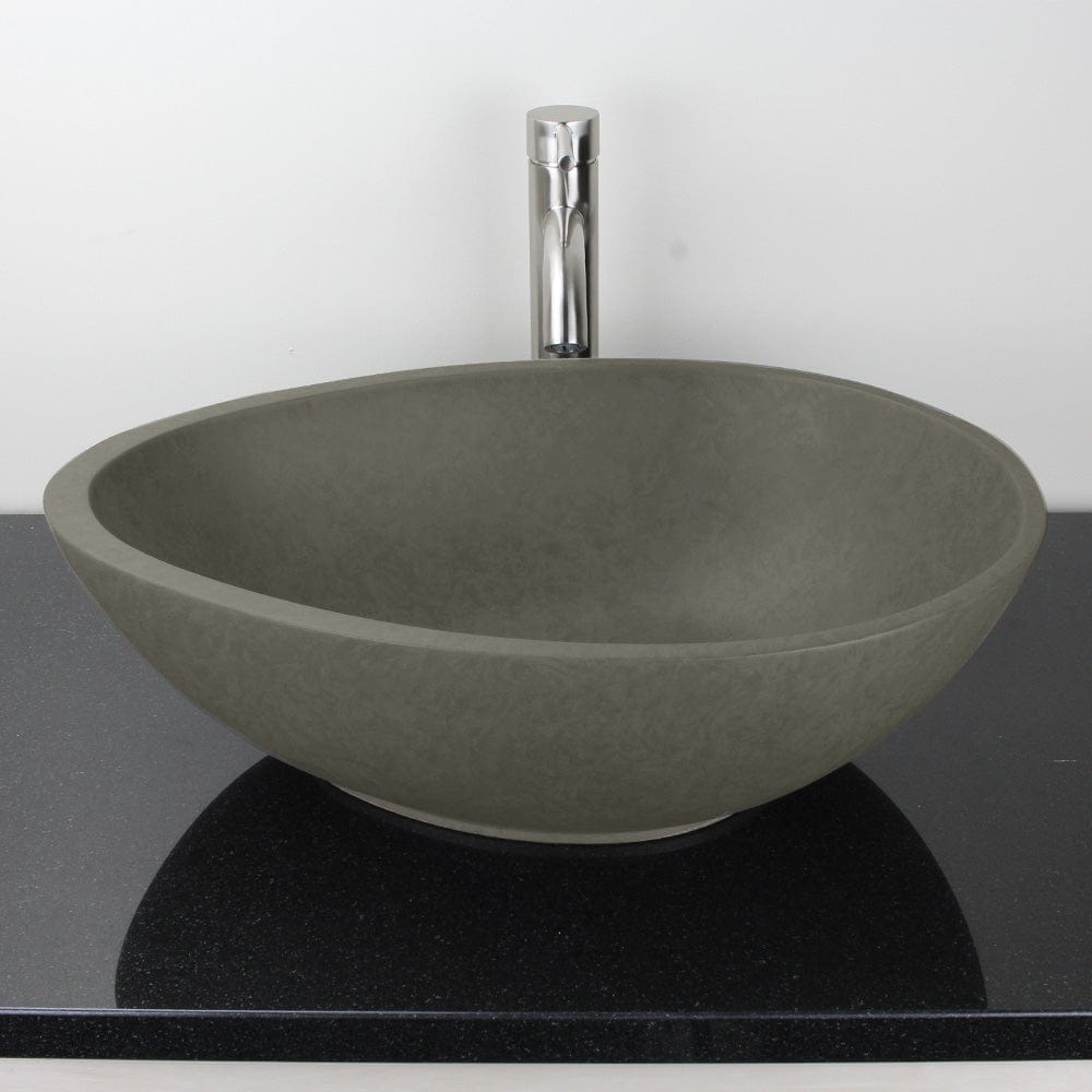 Brant Oval Cast Concrete Vessel Sink - Dark Gray