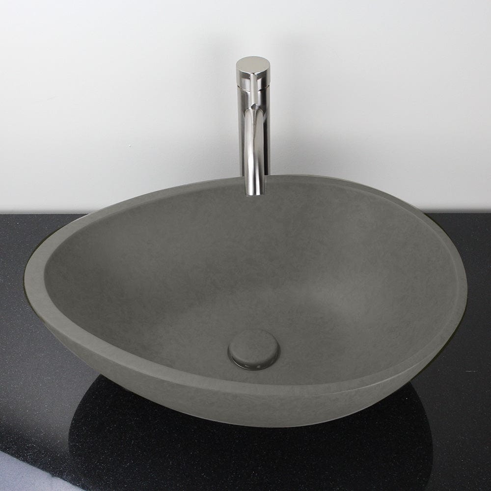 Brant Oval Cast Concrete Vessel Sink - Dark Gray
