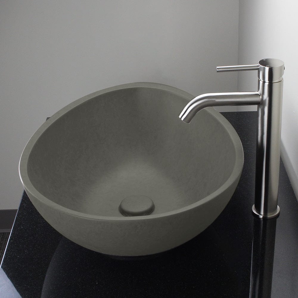 Brant Oval Cast Concrete Vessel Sink - Dark Gray