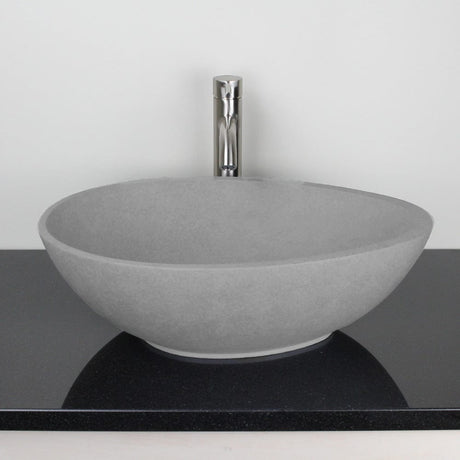 Brant Oval Cast Concrete Vessel Sink - Light Gray