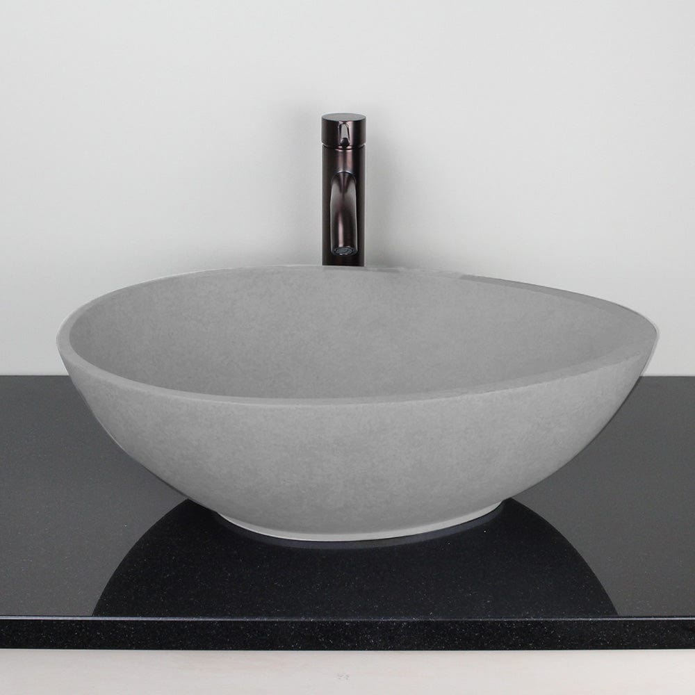 Brant Oval Cast Concrete Vessel Sink - Light Gray