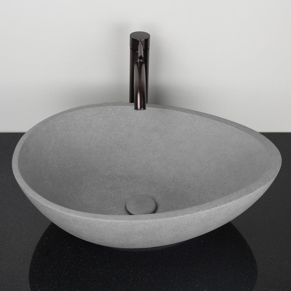 Brant Oval Cast Concrete Vessel Sink - Light Gray