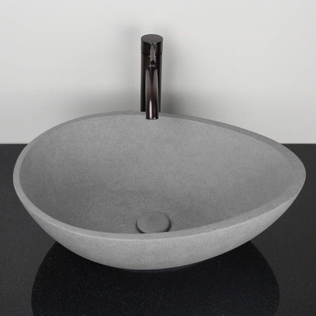 Brant Oval Cast Concrete Vessel Sink - Light Gray