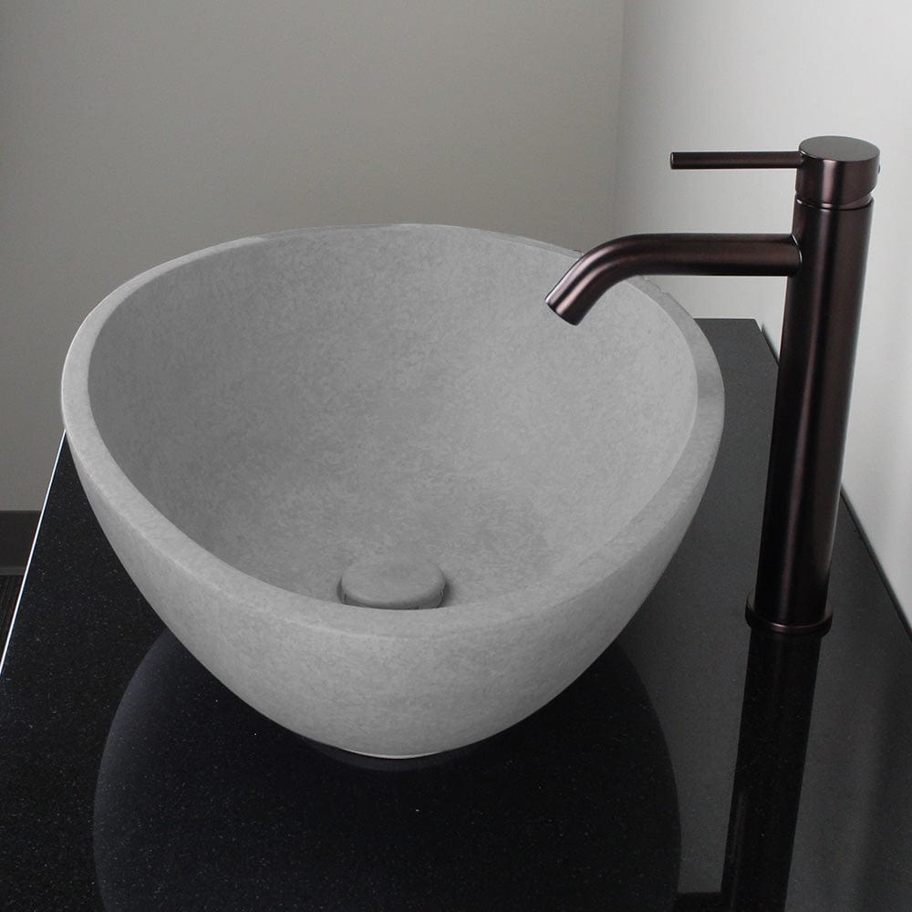 Brant Oval Cast Concrete Vessel Sink - Light Gray