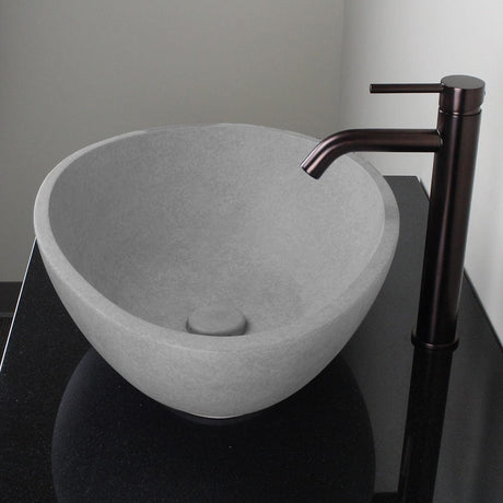 Brant Oval Cast Concrete Vessel Sink - Light Gray