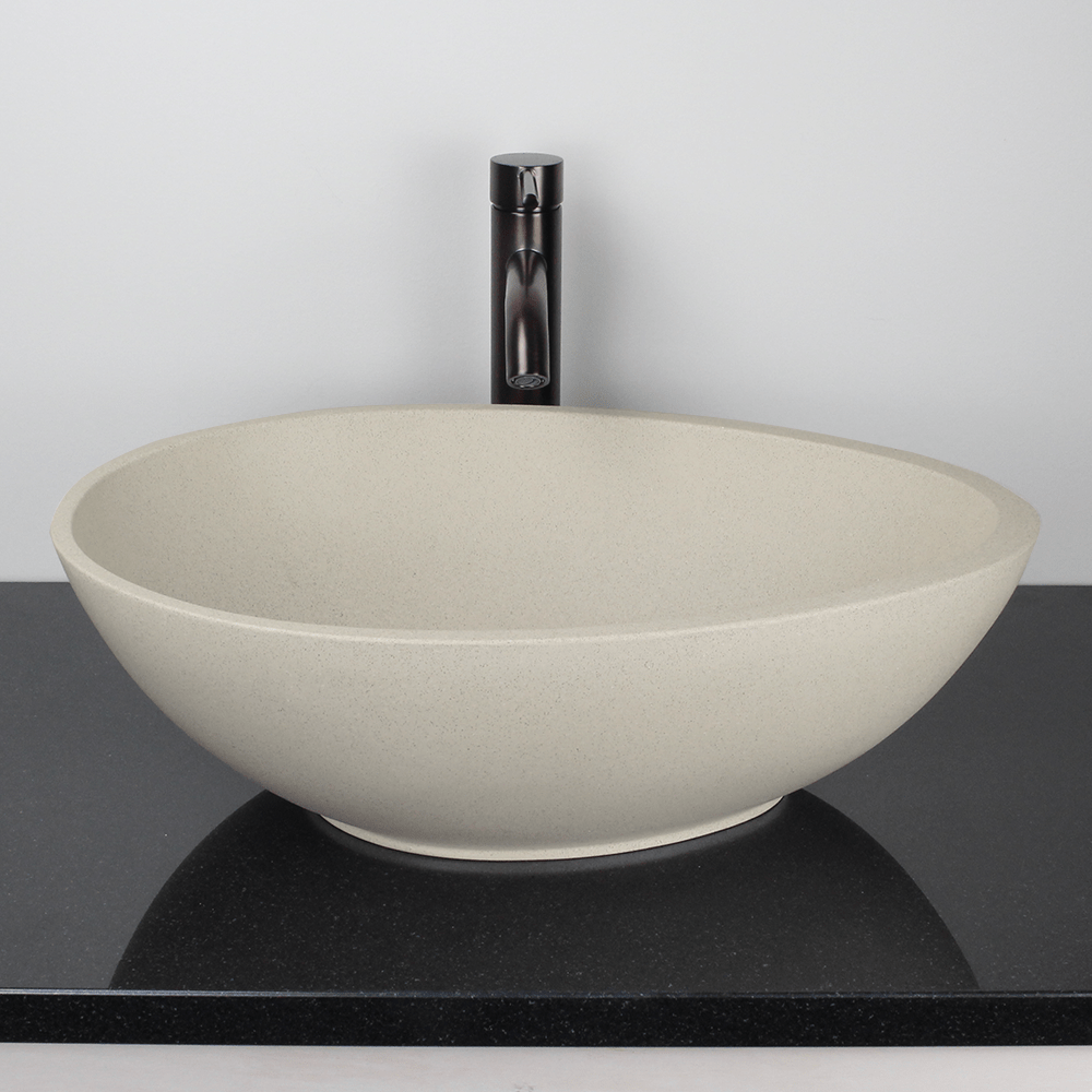 Brant Oval Cast Concrete Vessel Sink - White Sandstone