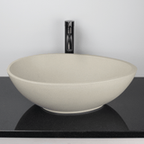 Brant Oval Cast Concrete Vessel Sink - White Sandstone