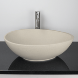Brant Oval Cast Concrete Vessel Sink - White Sandstone