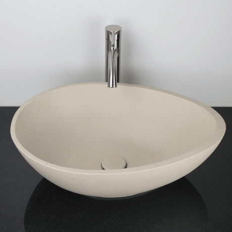 Brant Oval Cast Concrete Vessel Sink - White Sandstone