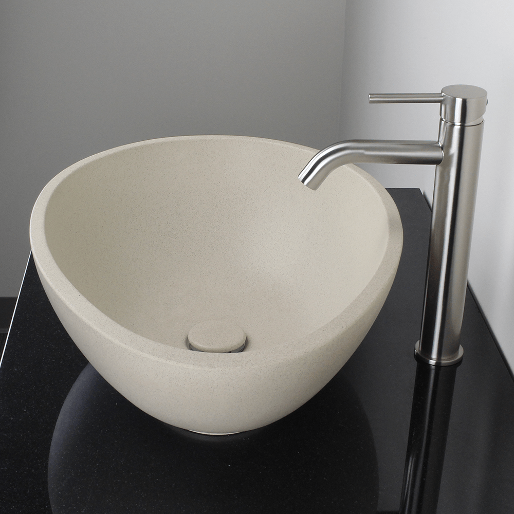 Brant Oval Cast Concrete Vessel Sink - White Sandstone