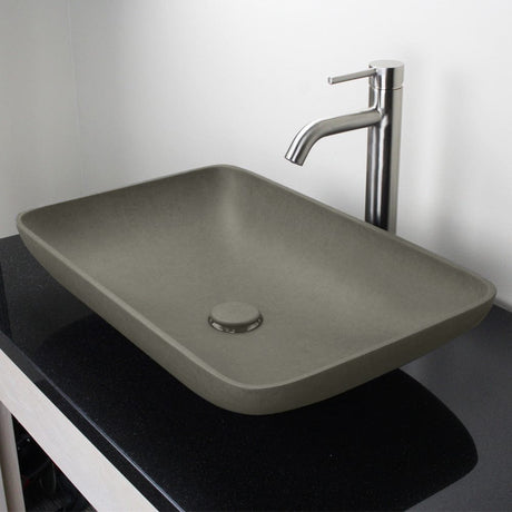 Camrose Rectangular Cast Concrete Vessel Sink - Dark Gray