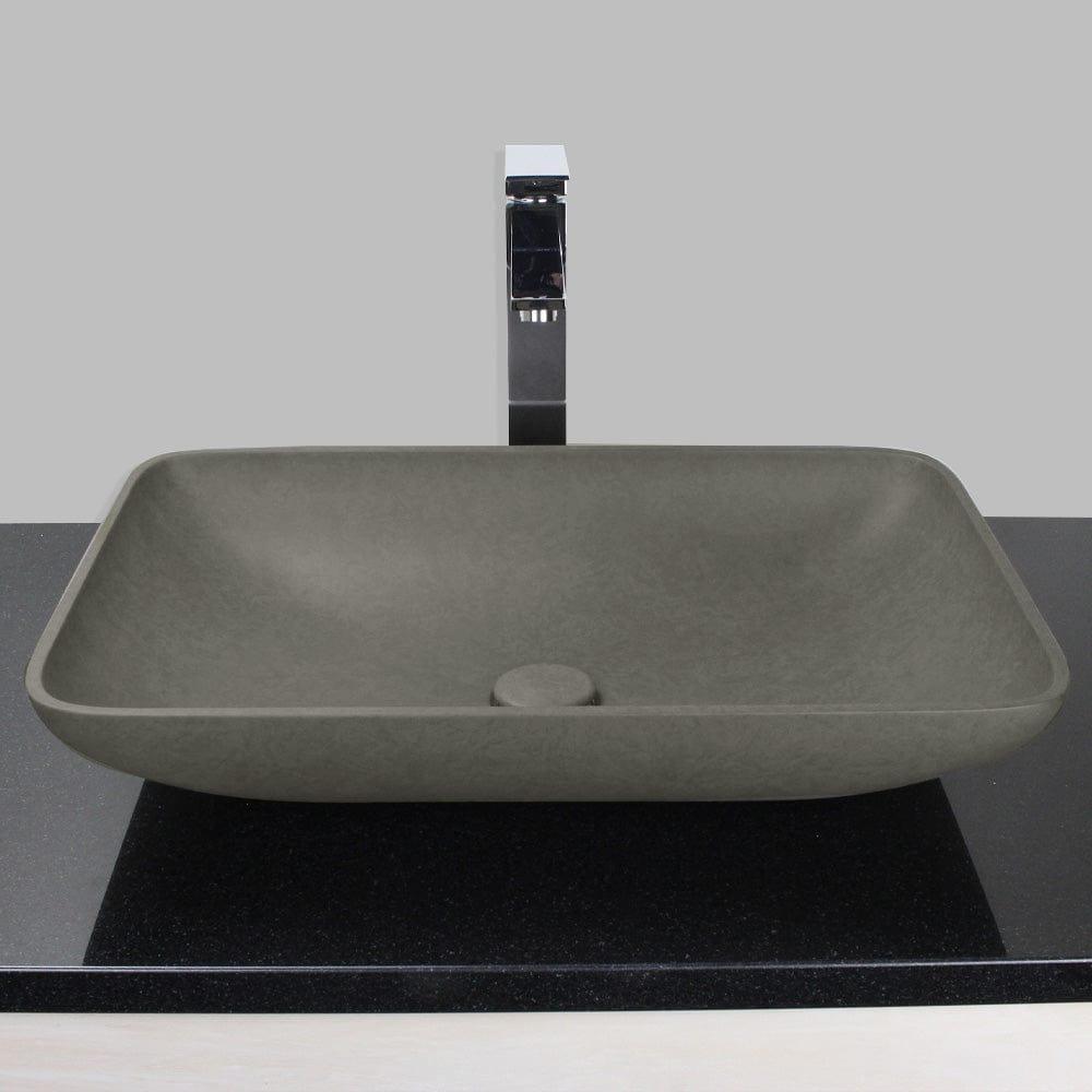 Camrose Rectangular Cast Concrete Vessel Sink - Dark Gray