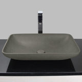 Camrose Rectangular Cast Concrete Vessel Sink - Dark Gray