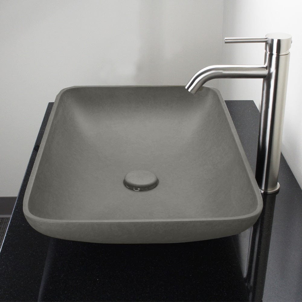 Camrose Rectangular Cast Concrete Vessel Sink - Dark Gray