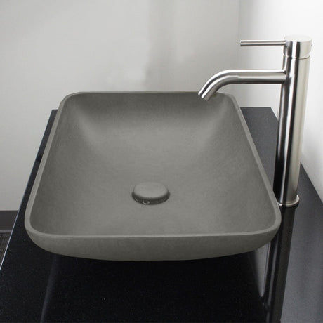 Camrose Rectangular Cast Concrete Vessel Sink - Dark Gray
