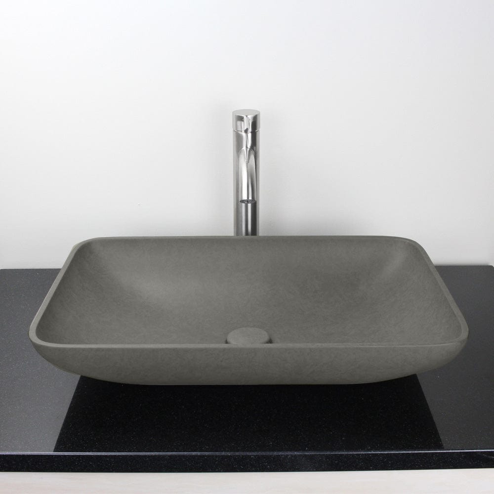 Camrose Rectangular Cast Concrete Vessel Sink - Dark Gray