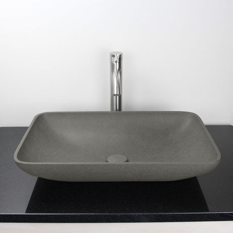 Camrose Rectangular Cast Concrete Vessel Sink - Dark Gray