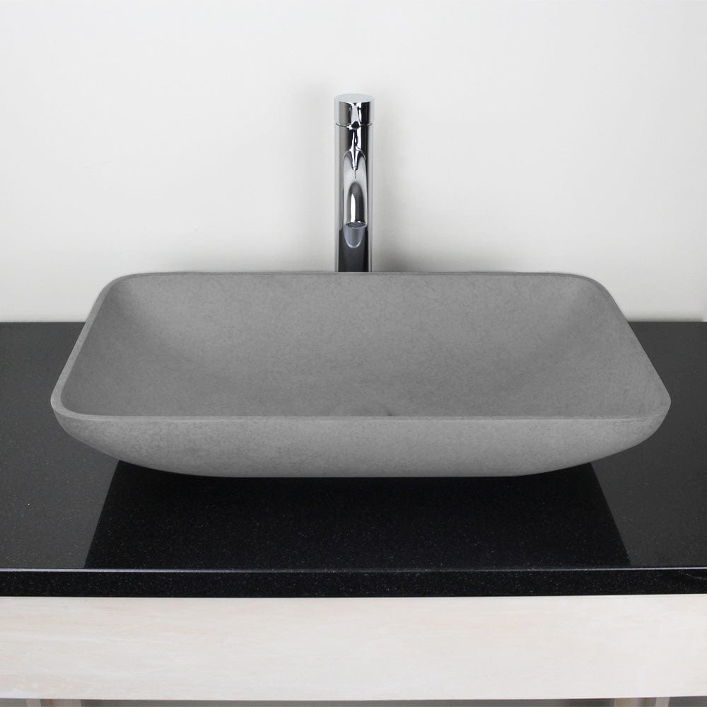 Camrose Rectangular Cast Concrete Vessel Sink - Light Gray