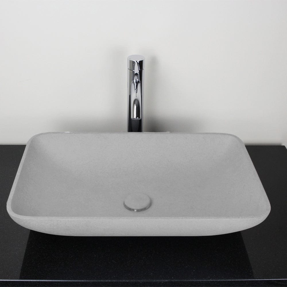 Camrose Rectangular Cast Concrete Vessel Sink - Light Gray