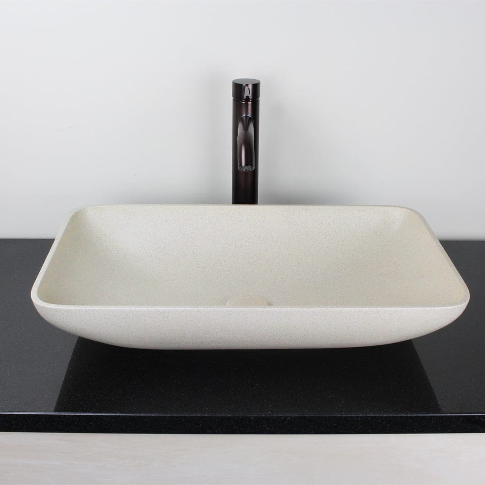 Camrose Rectangular Cast Concrete Vessel Sink - White Sandstone