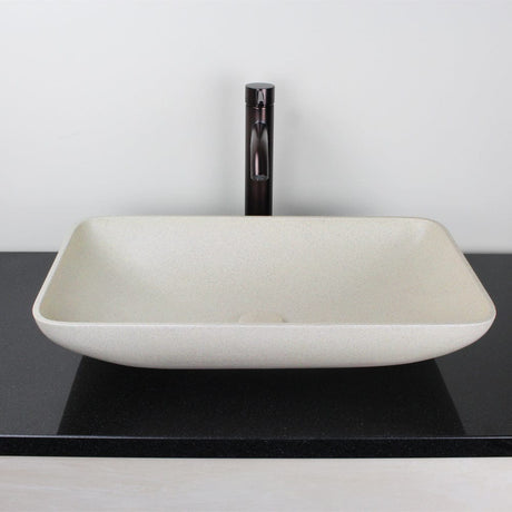 Camrose Rectangular Cast Concrete Vessel Sink - White Sandstone