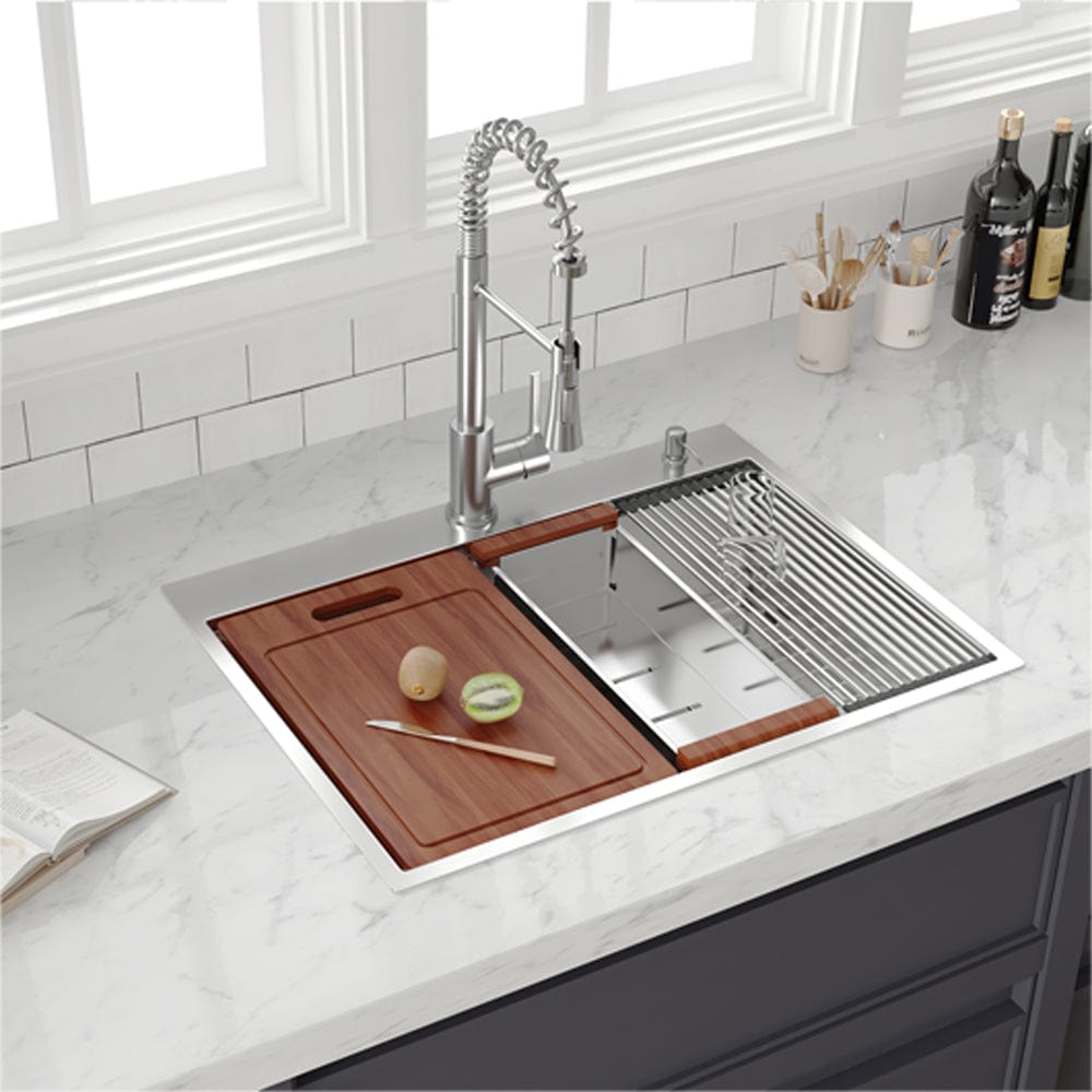 Canal Stainless Steel Single-Bowl Workstation Drop-In Sink