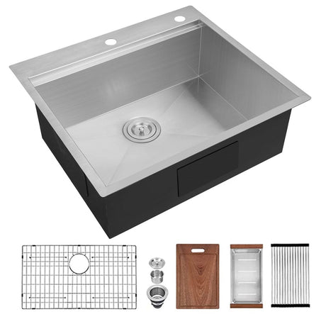 Canal Stainless Steel Single-Bowl Workstation Drop-In Sink