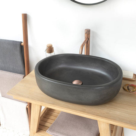 Cedro Oval Cast Concrete Vessel Sink - Dusk Grey