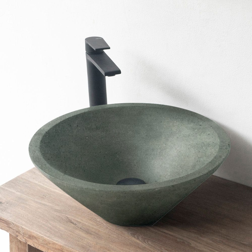Chemult Round Cast Concrete Vessel Sink - Copper Green