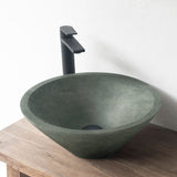Chemult Round Cast Concrete Vessel Sink - Copper Green