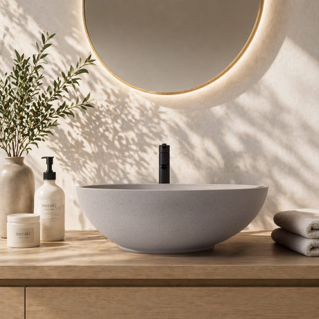 Clemons Oval Cast Concrete Vessel Sink - Grey