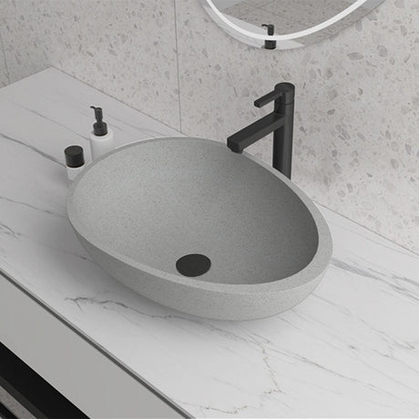 Clemons Oval Cast Concrete Vessel Sink - Grey
