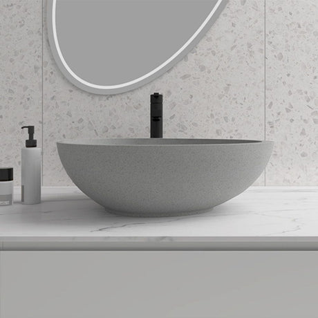 Clemons Oval Cast Concrete Vessel Sink - Grey