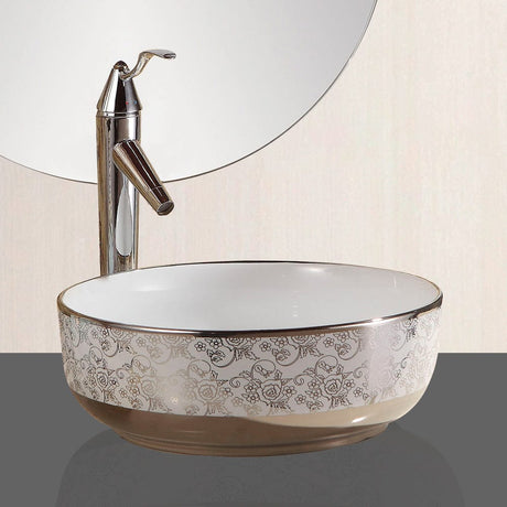 Cohagen Vitreous China Decorated Vessel Sink - White Interior