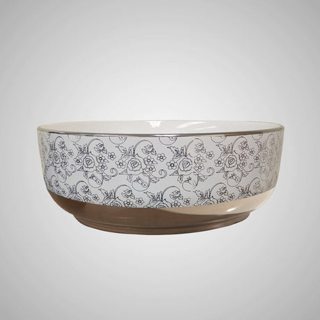 Cohagen Vitreous China Decorated Vessel Sink - White Interior