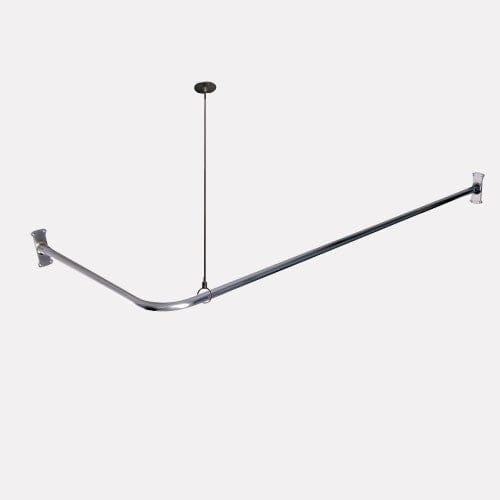 Corner Solid Brass Shower Rod with Ceiling Support