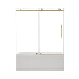 Cosette 60" W x 58" H Single Sliding Frameless Tub Door with Clear Glass