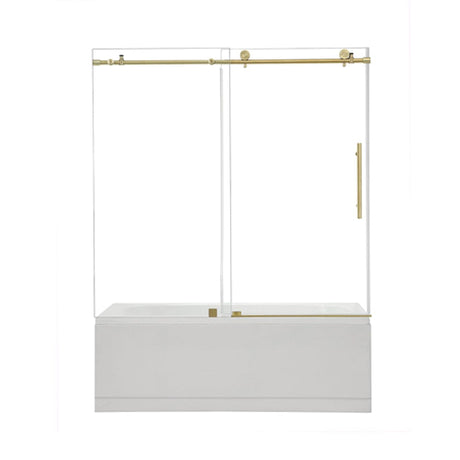 Cosette 60" W x 58" H Single Sliding Frameless Tub Door with Clear Glass