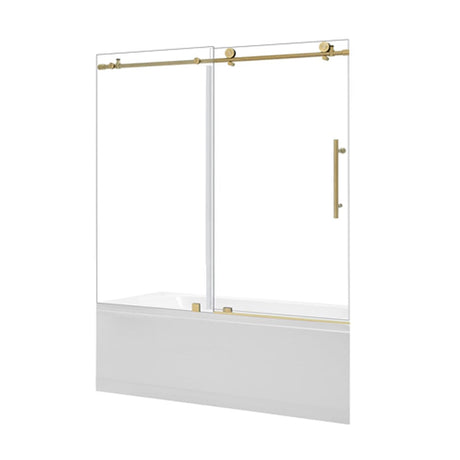 Cosette 60" W x 58" H Single Sliding Frameless Tub Door with Clear Glass