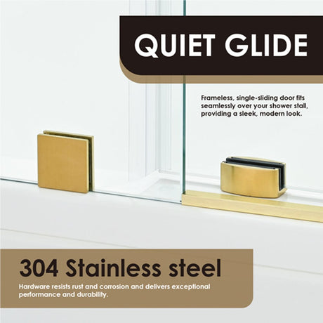 Cosette 60" W x 58" H Single Sliding Frameless Tub Door with Clear Glass